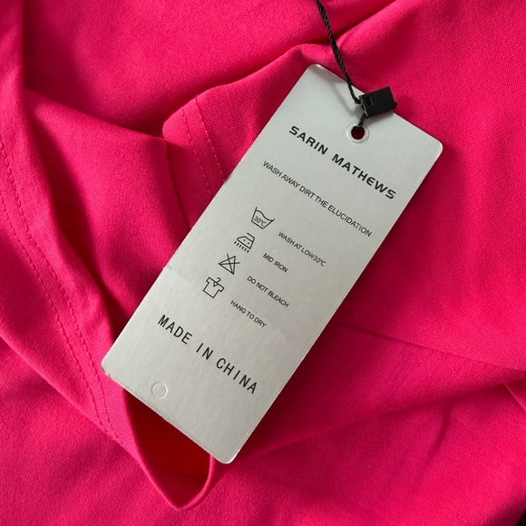 NWT Sarin Mathews Women’s L Pink Casual Dress High Low Cap Sleeve - Picture 6 of 7